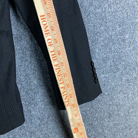 Zara Blazer Men's Size 42 Striped Black Polyester Blend 2 Buttons Formal - Picture 6 of 10